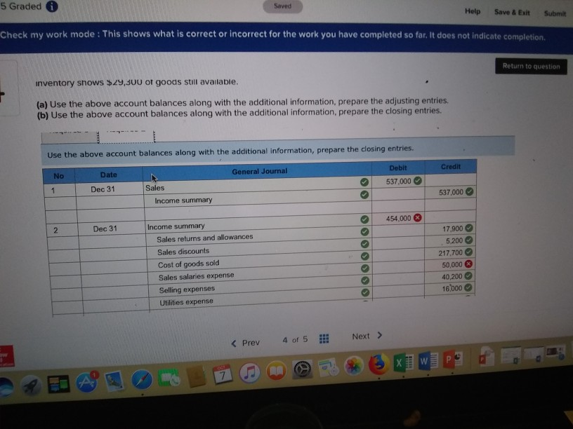 Return to qu Exercise 5-10 Preparing adjusting and closing entries for a