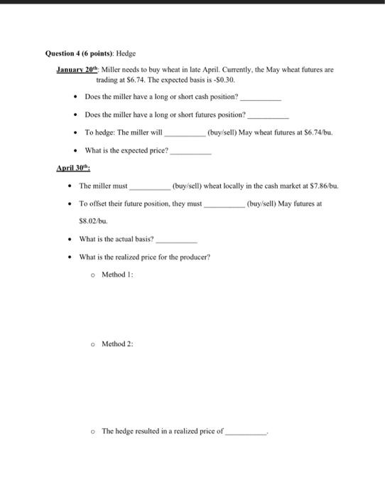in the following table. Question 8 (11 points): Volume/Open Interest Fill in