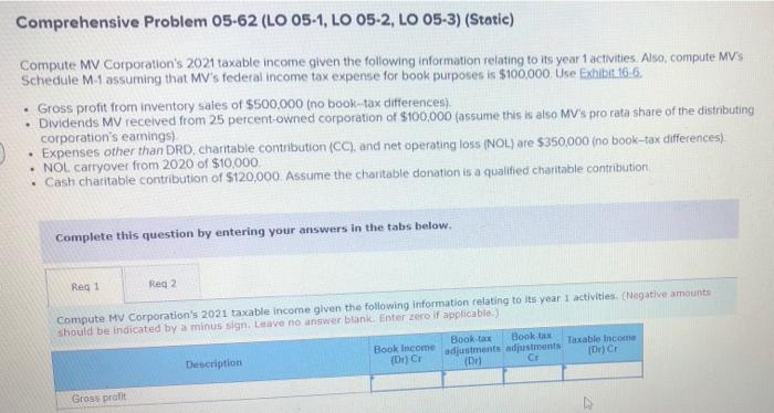  Comprehensive Problem 05-62 (LO 05-1, LO 05-2, LO 05-3) (Static) Compute