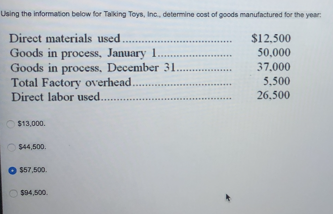  Using the information below for Talking Toys, Inc., determine cost of