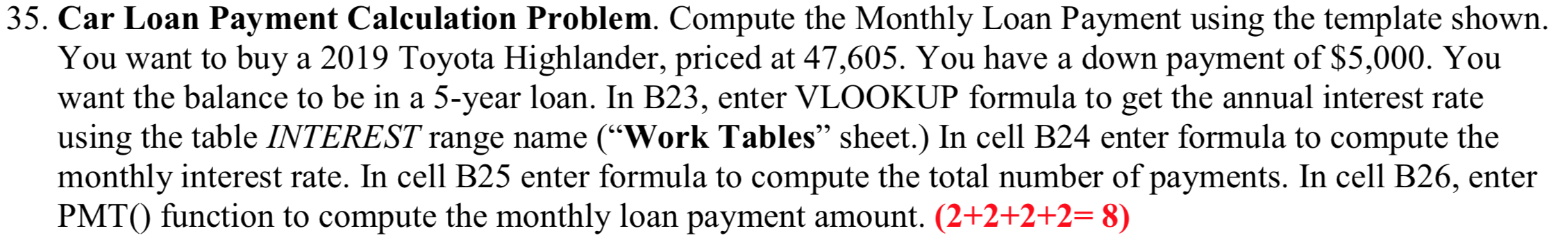 Please complete this excel assignment. I need the formulas for Row