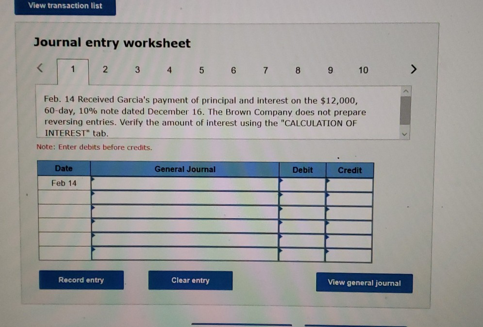 Dec. 16 Accepted a $12,000, 60-day, 10% note in granting Jose Garcia