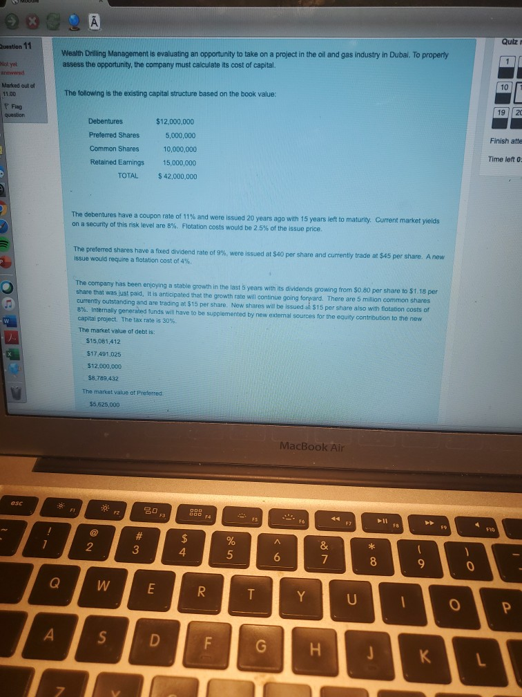  A Qulz Question 11 Wealth Drilling Management is evaluating an opportunity