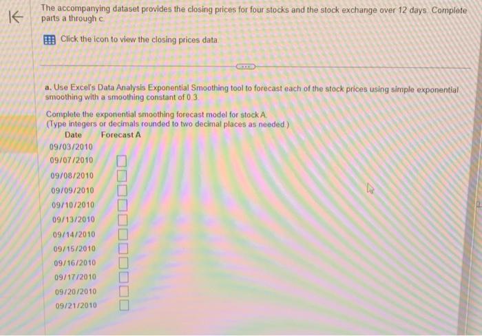 & \begin{tabular}{c} Stock \\ Exchange \end{tabular} \\ \hline 09/03/2010 & 126.42 &