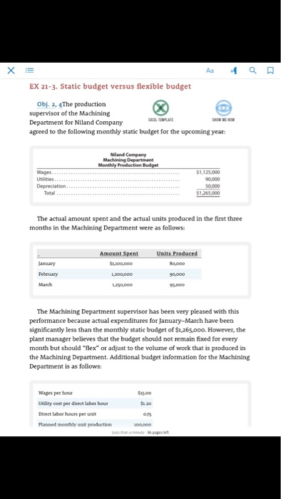  AaaA EX 21-3. Static budget versus flexible budget Obj. 2, 4The
