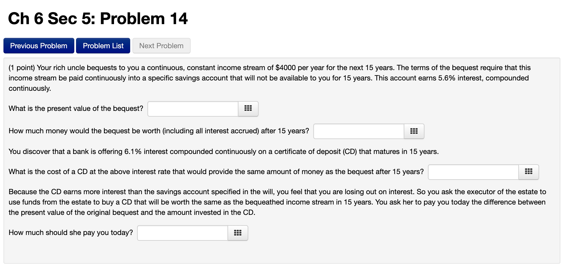  Ch 6 Sec 5: Problem 14 Previous Problem Problem List Next