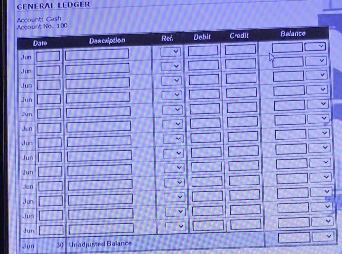 Unadjusted Balance row of each ledger, even for ledgers with a balance