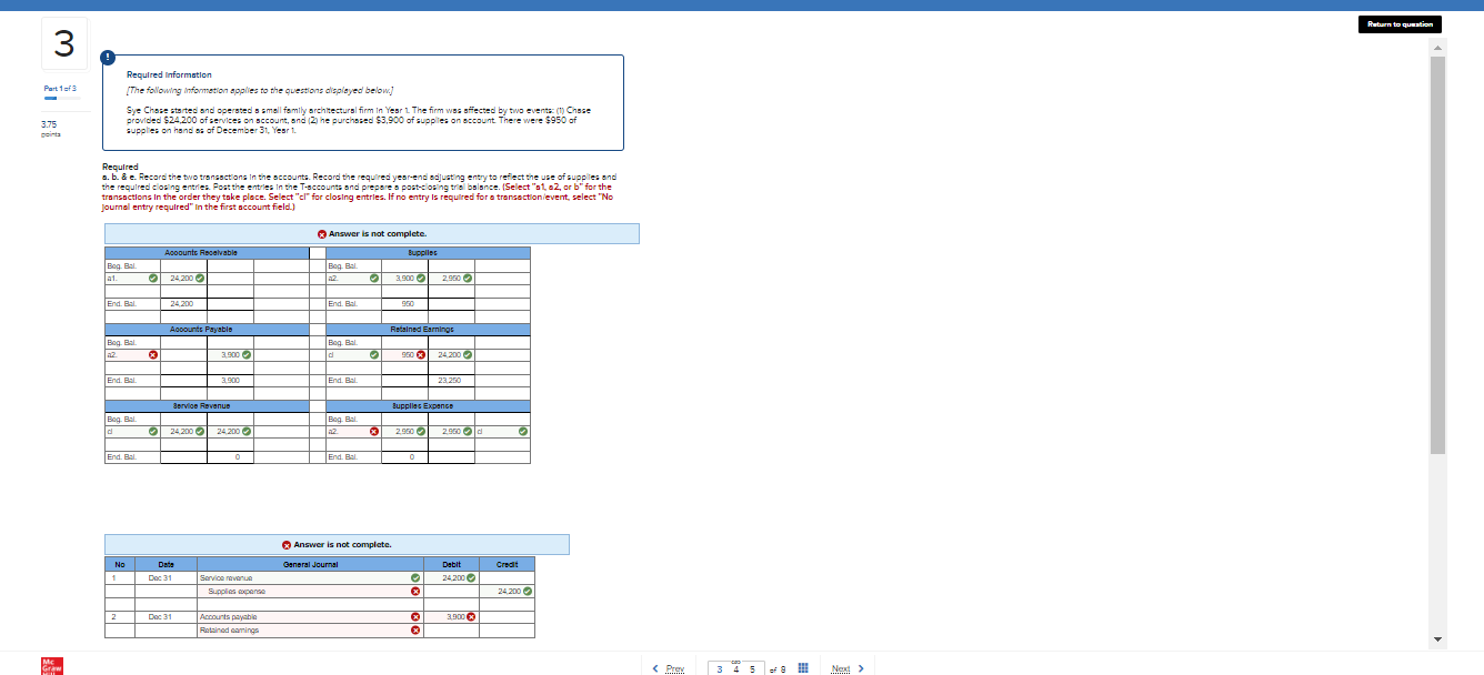 Return to question 3 Part 1 of 3 Required Information [The