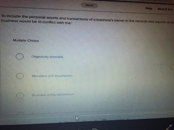  Saved Help Save Exit To include the personal assets and transactions