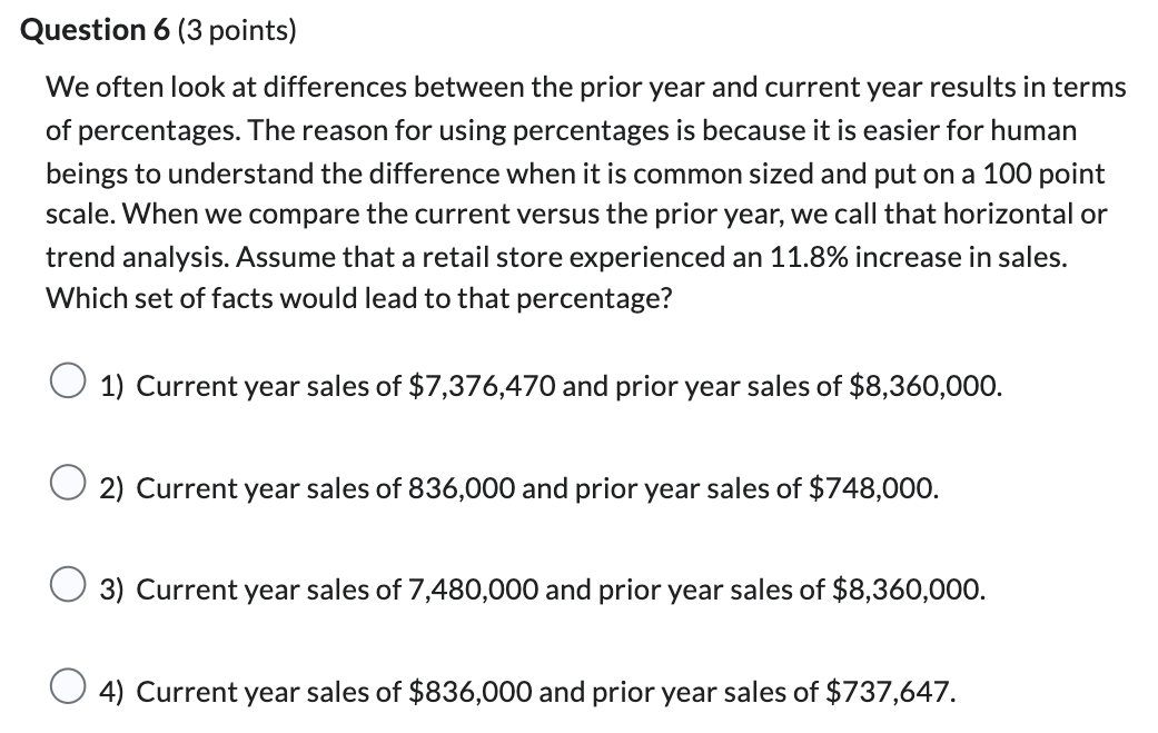 We often look at differences between the prior year and current