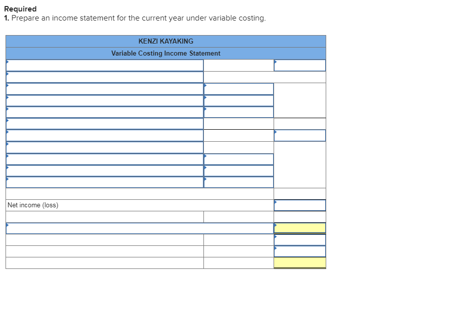 manufacturer of kayaks, began operations this year. During this first year, the