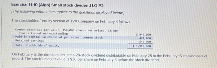 Large stock dividend LO P2 (1) Prepare the updated stockholders' equity section