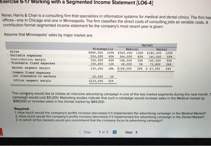  I Just need the answer please. Exercise 6-17 Working with a