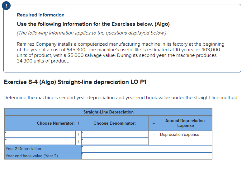  Required information Use the following information for the Exercises below. (Algo)