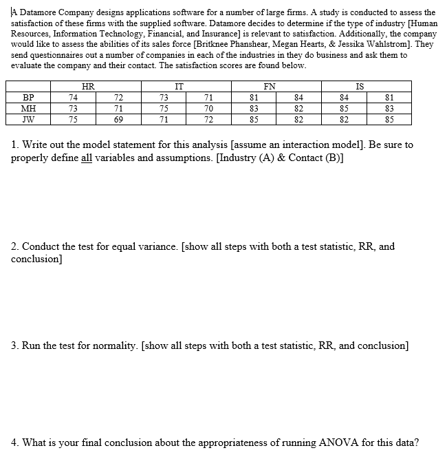 a \4 Datamore Company designs applications software for a number of