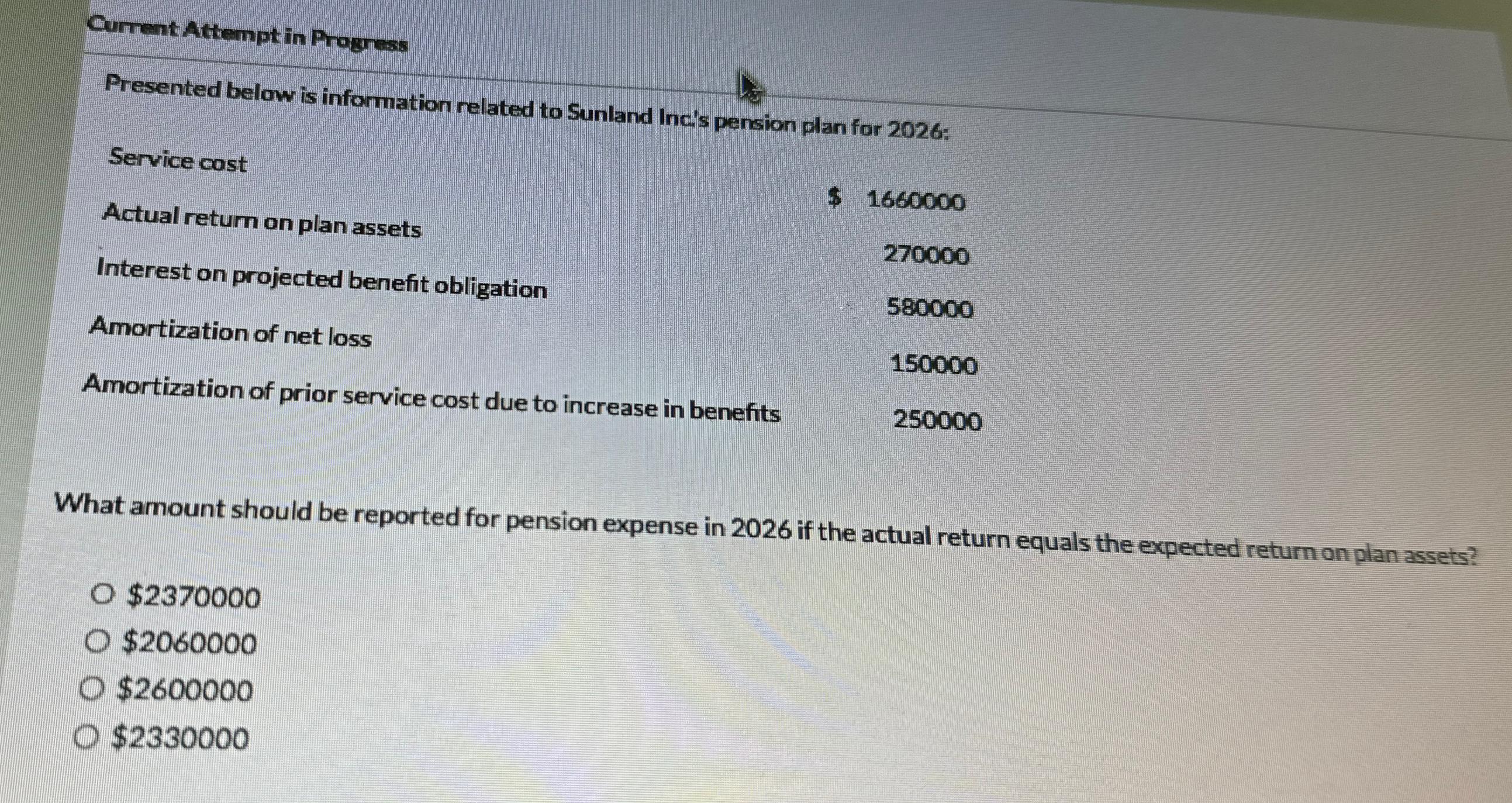  Current Attempt in Progress Presented below is information related to Sunland
