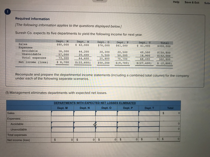  Help Save & Exit Sub Required information The following information applies
