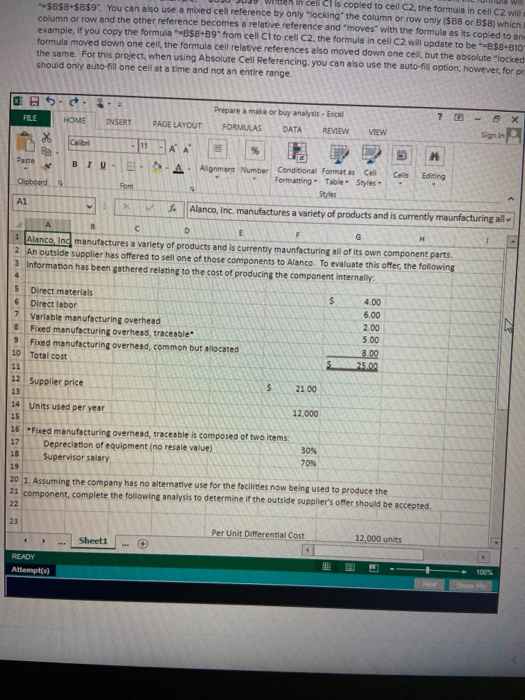  Will In cell C1 is copled to cell C2, the formula