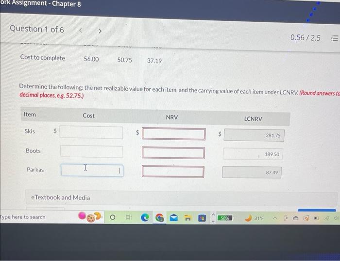 Vaughn Inc.'s inventory. Determine the following: the net realizable value for each