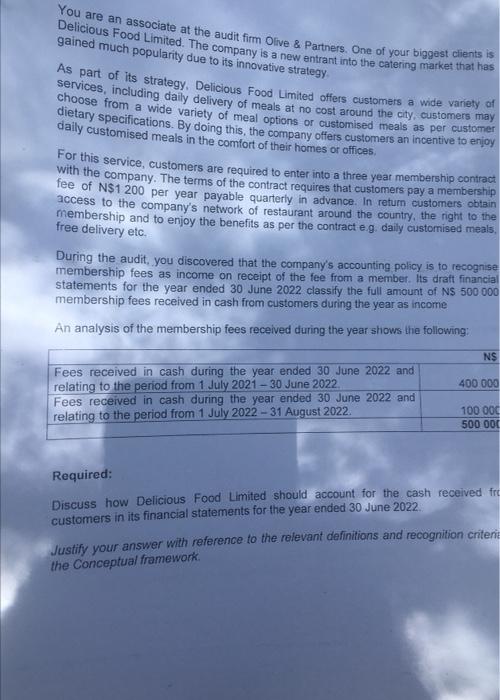 conceptual frame work You are an associate at the audit firm Olive