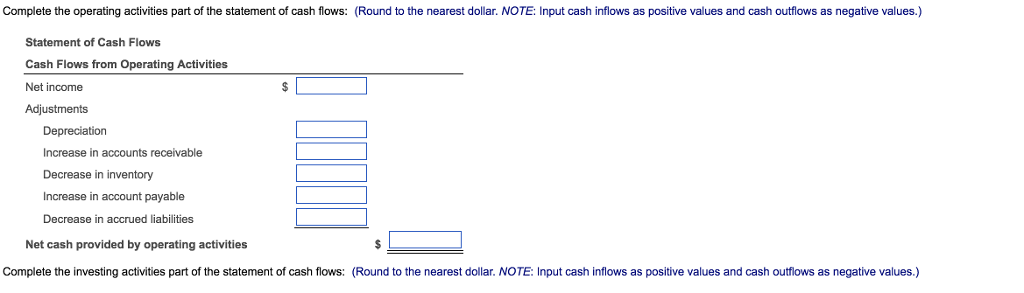 balance sheet, EB,and income statement, EE, prepare a statement of cash flows