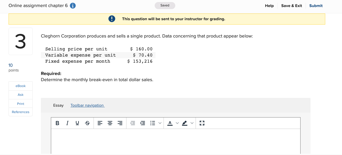  Online assignment chapter 6 i ( This question will be sent