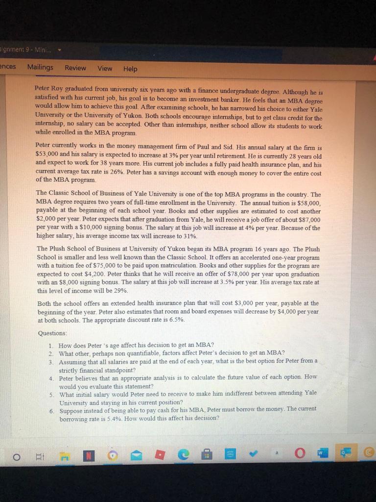  Answer should be in 600 words signment 9 - Mini, ences