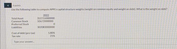 currently stuck on this one. please help! 6 points Use the following