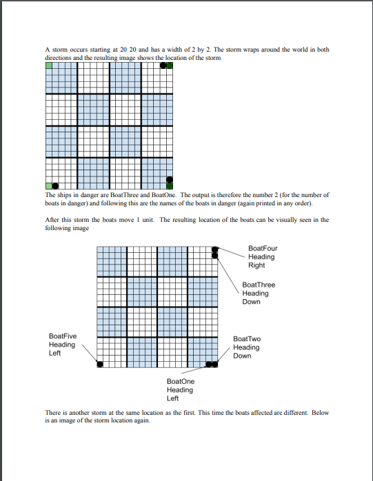of the grid respectively. Initially you are tracking no boats. Following this