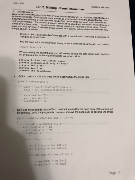 separating the data structure code from the display class by creating a