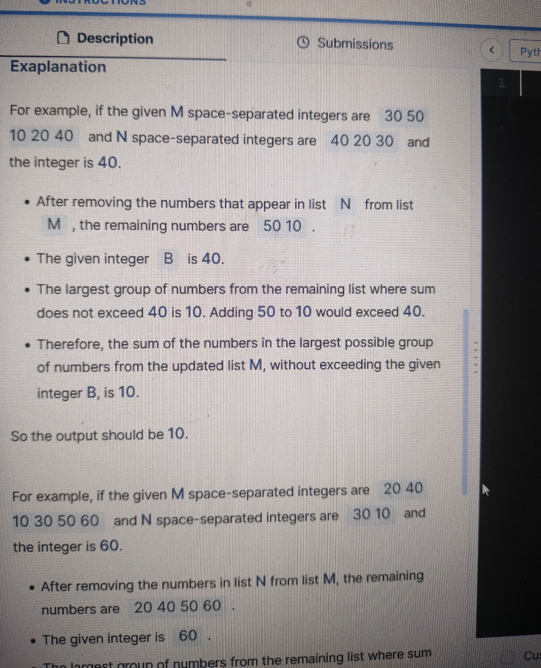  INSTRUCTIONS Description Submissions HARD In Progress Hard You are given two