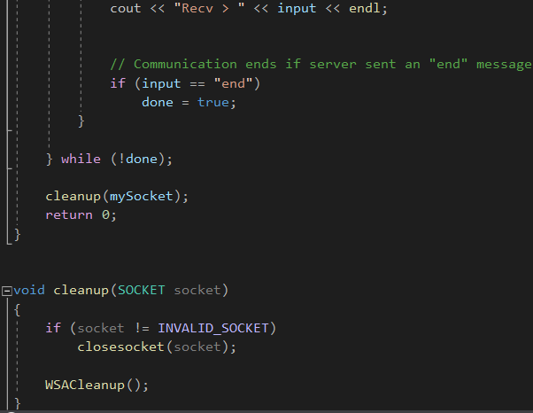 server binds to a port and awaits connections. Client: The client will