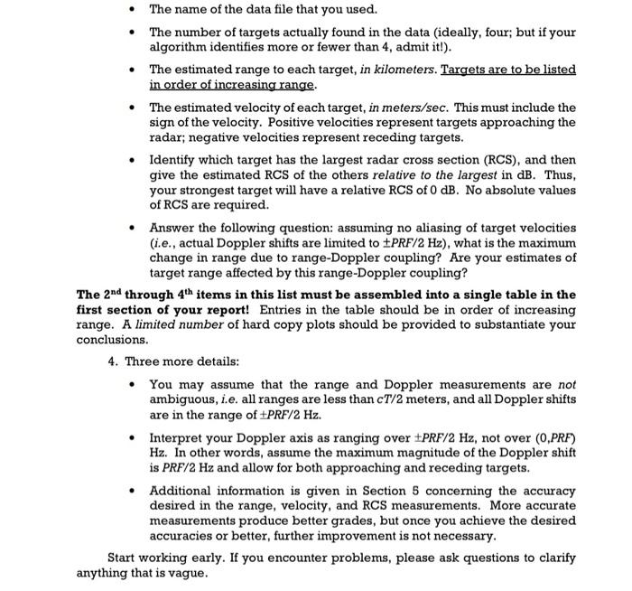 of raw baseband I&Q radar data that contains returns from exactly four