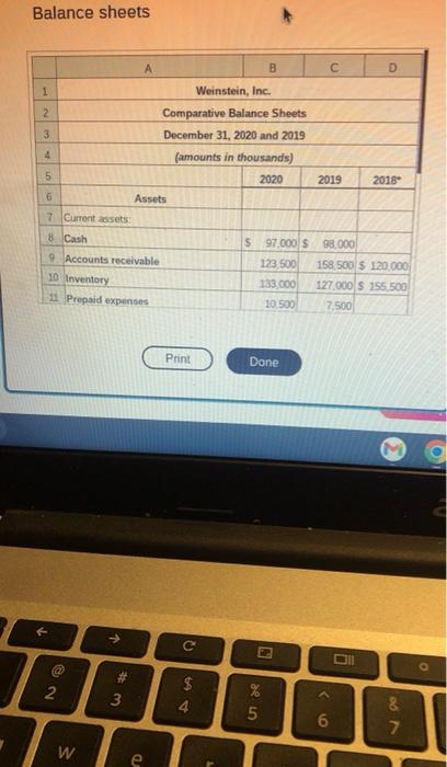 the icon to view the balance sheets) 1. Market price of Weinstein's