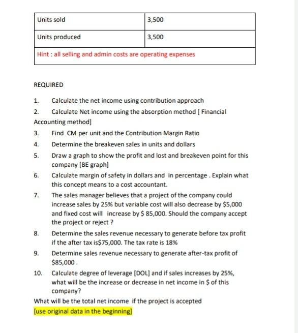 clearly Question 1 CVP question Laila company has provided the following information