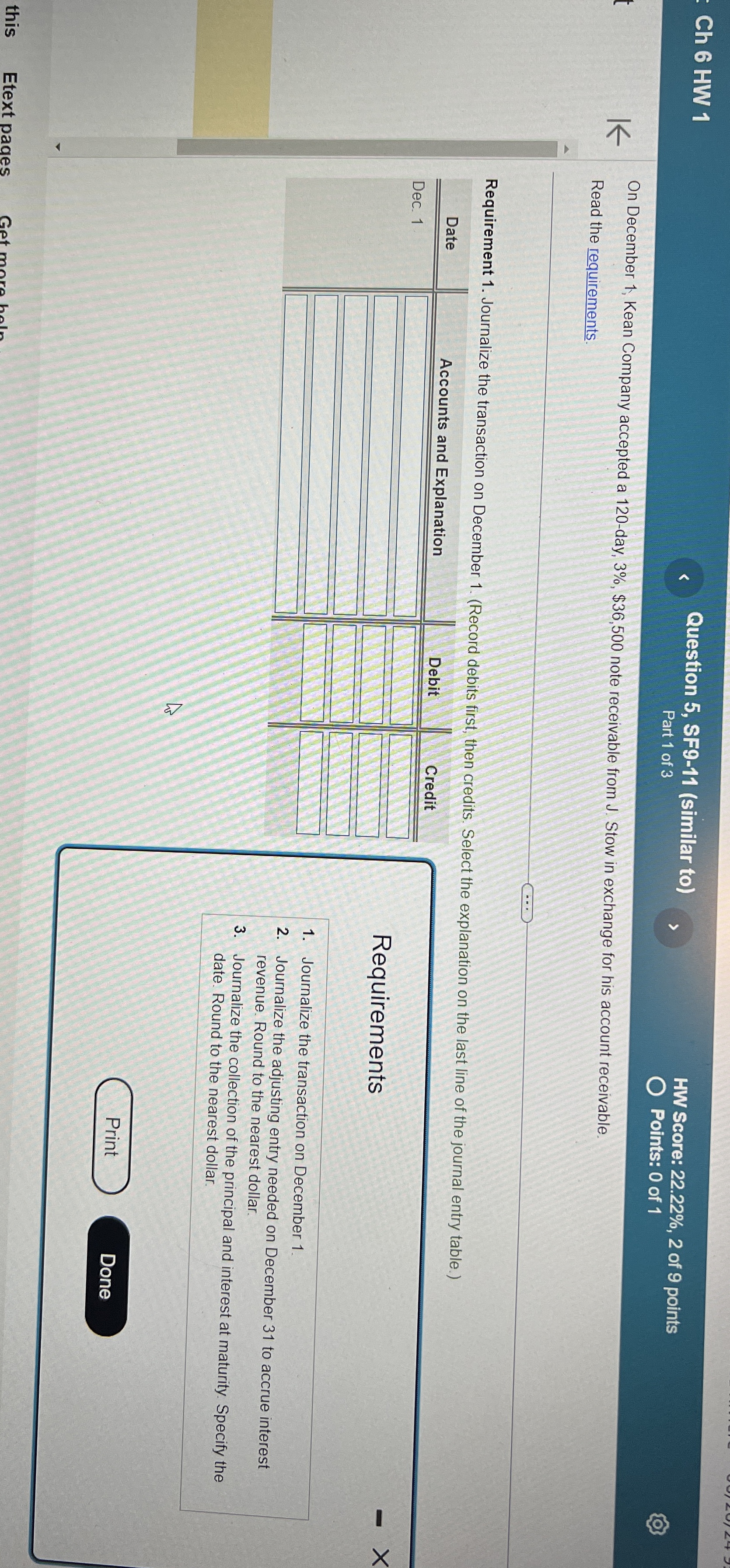  Ch 6 HW 1 Question 5, SF9-11(similar to) Part 1 of