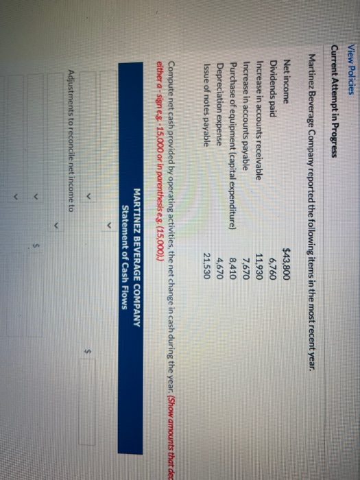  View Policies Current Attempt in Progress Martinez Beverage Company reported the