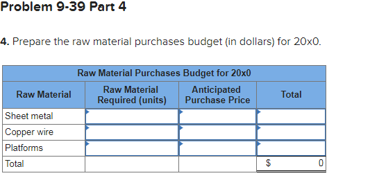 58,000 38,000 Price $ 280 380 Raw-material prices and inventory levels: Raw