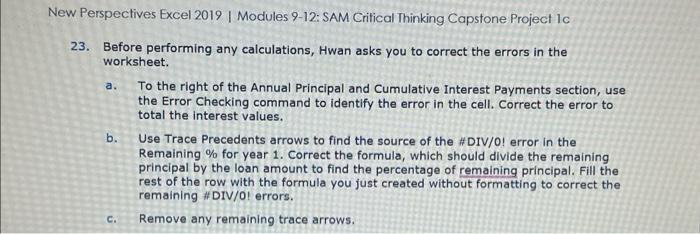  New Perspectives Excel 2019 | Modules 9-12: SAM Critical Thinking Capstone