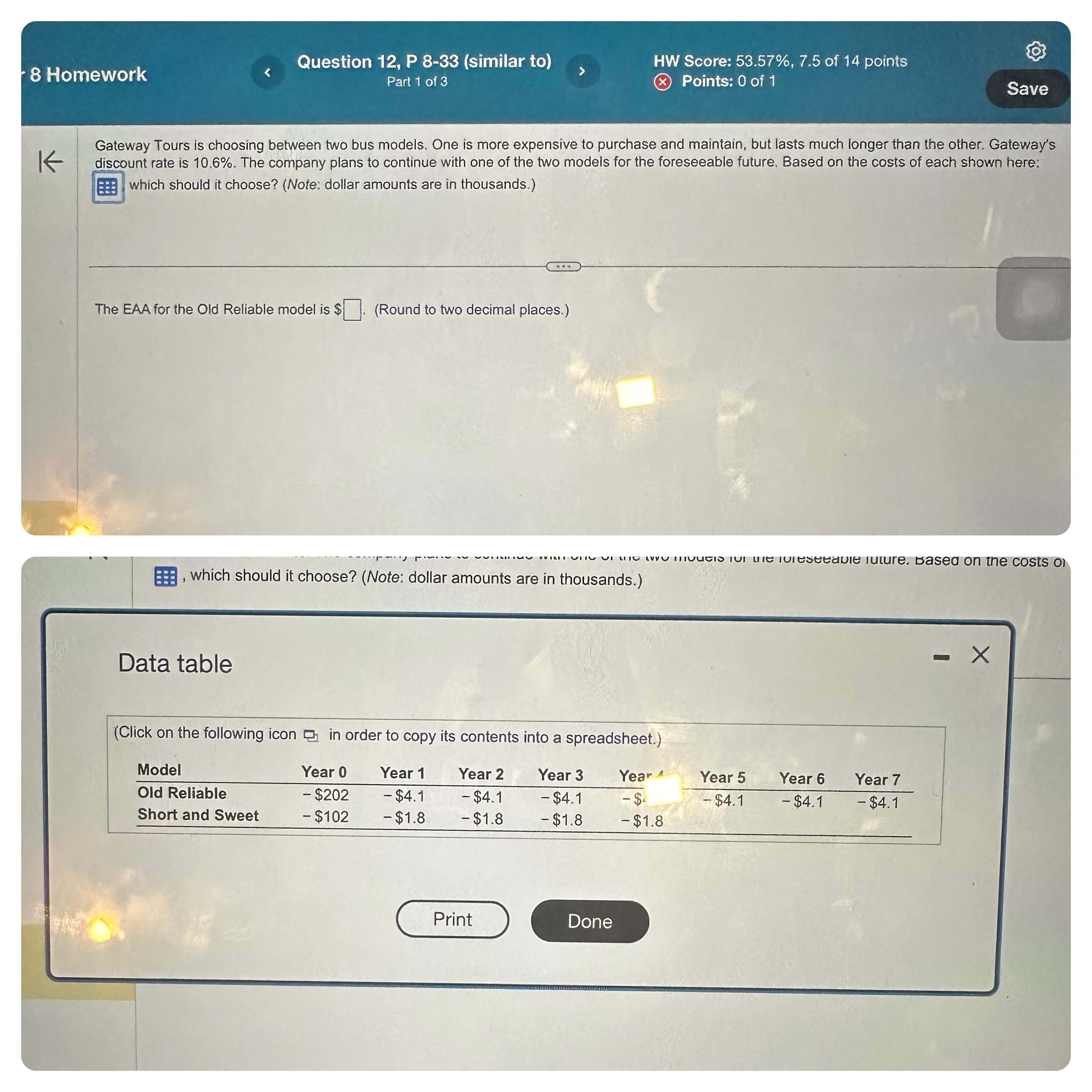  Question 12, P 8-33(similar to) HW Score: 53.57%,7.5 of 14 points