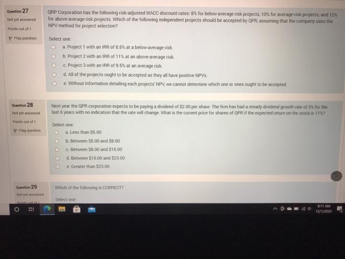I need help with problems 27 and 28. Thanks. Question 27 Not