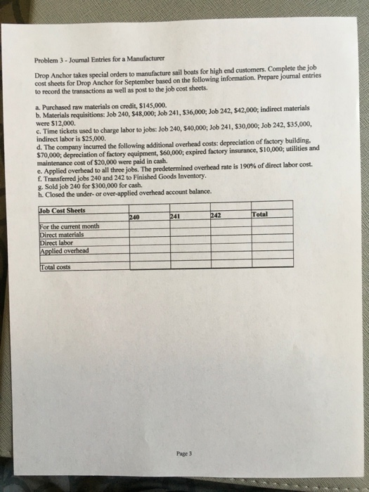 I need help working through this problem Problem 3 - Journal Entries