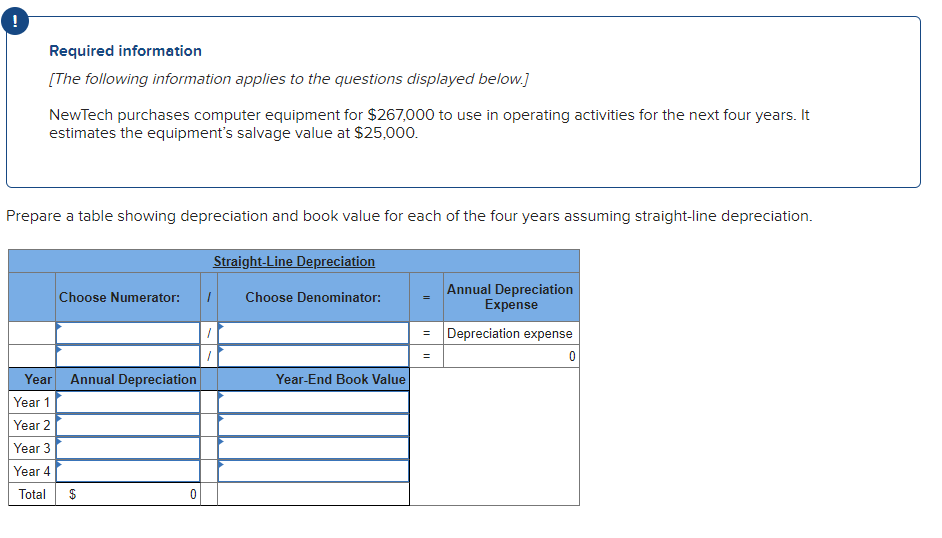 equipment for $267,000 to use in operating activities for the next four