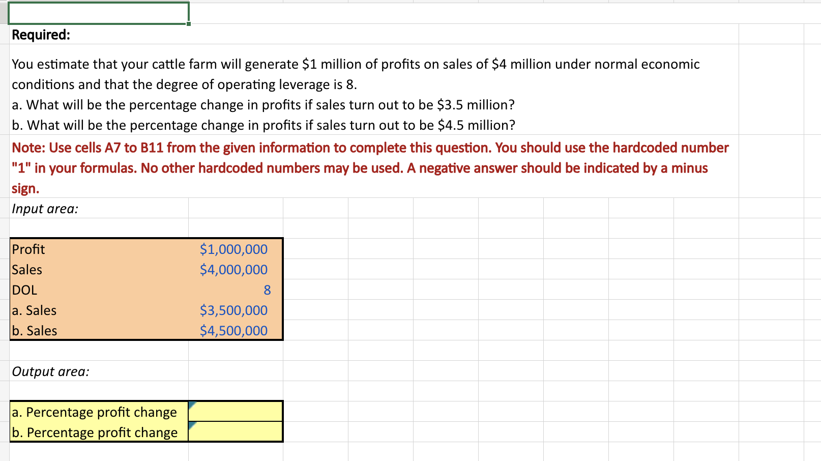 please help with a and b, i need the excel formulas You