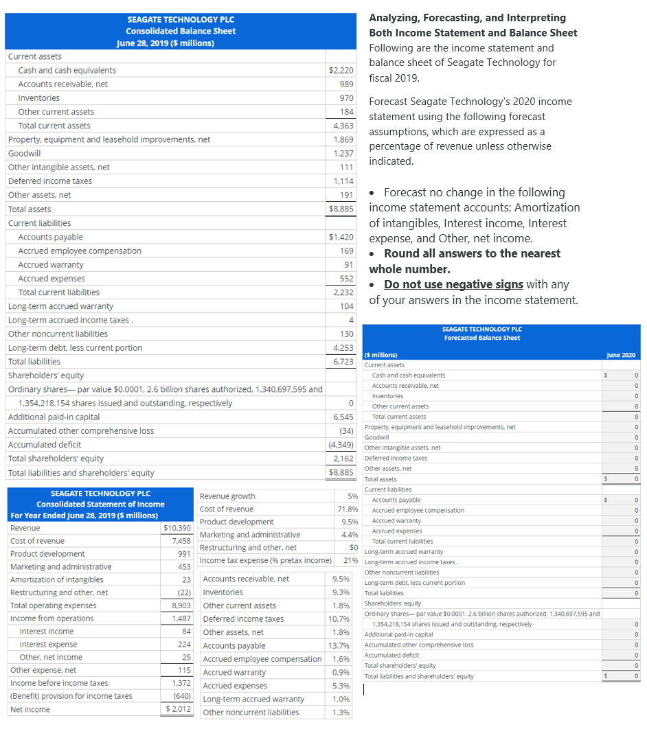  Will you help me with this income statement? SEAGATE TECHNOLOGY PLC