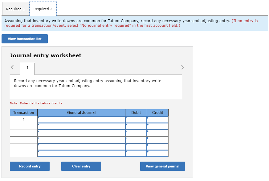 Tatum Company has four products in its inventory. Information about the December