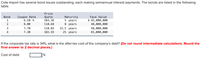 Could you please help me with this question? Cote Import has several