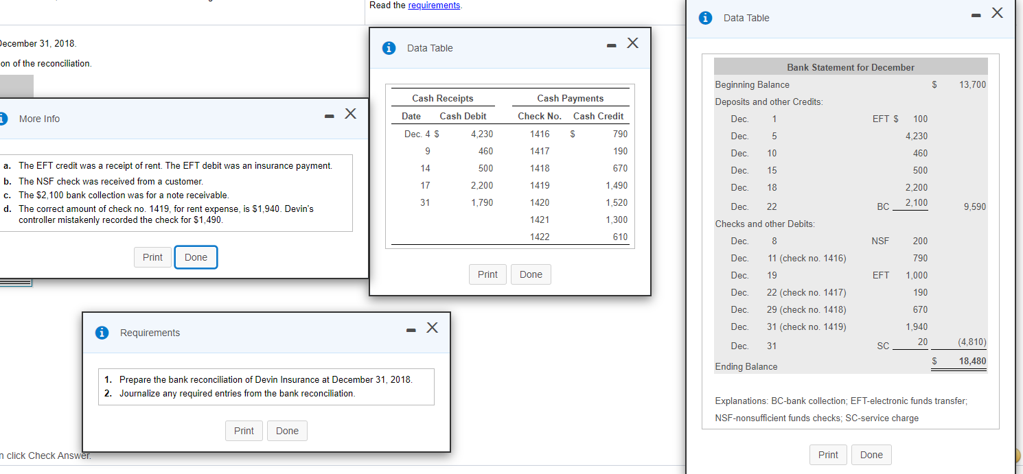 follow: (Click the icon to view the additional information.) The December cash