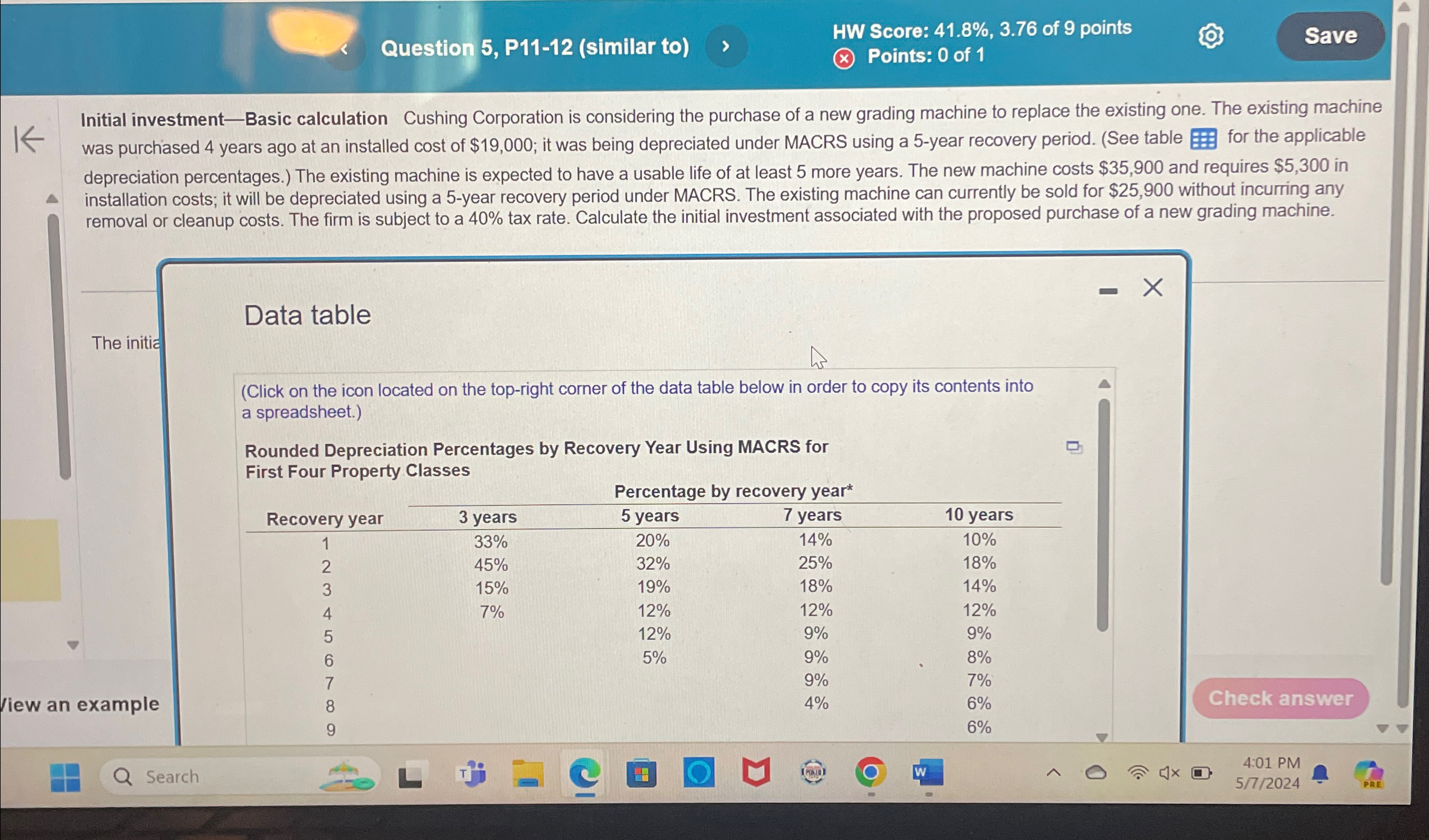  Question 5, P11-12(similar to) HW Score: 41.8%,3.76 of 9 points ()