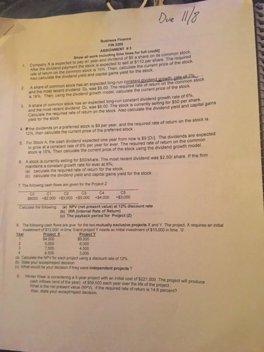  Need help solving my homework problems listed below Die Business Finance